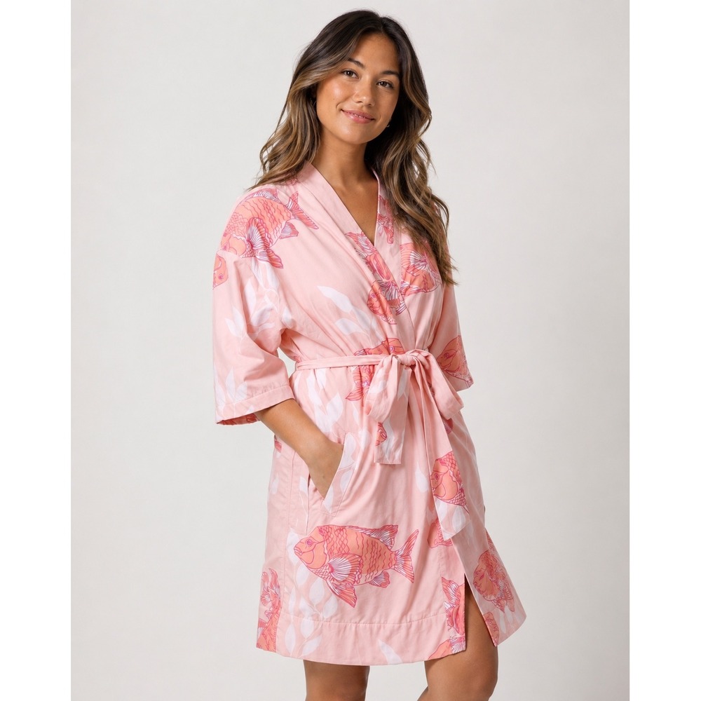 California Cowboy La Sirena Robe XS/S Pink Garibaldi Fish Swim Pool Resort Beach